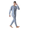 Cow Blue And White Print Pattern Men's Pajamas-grizzshop