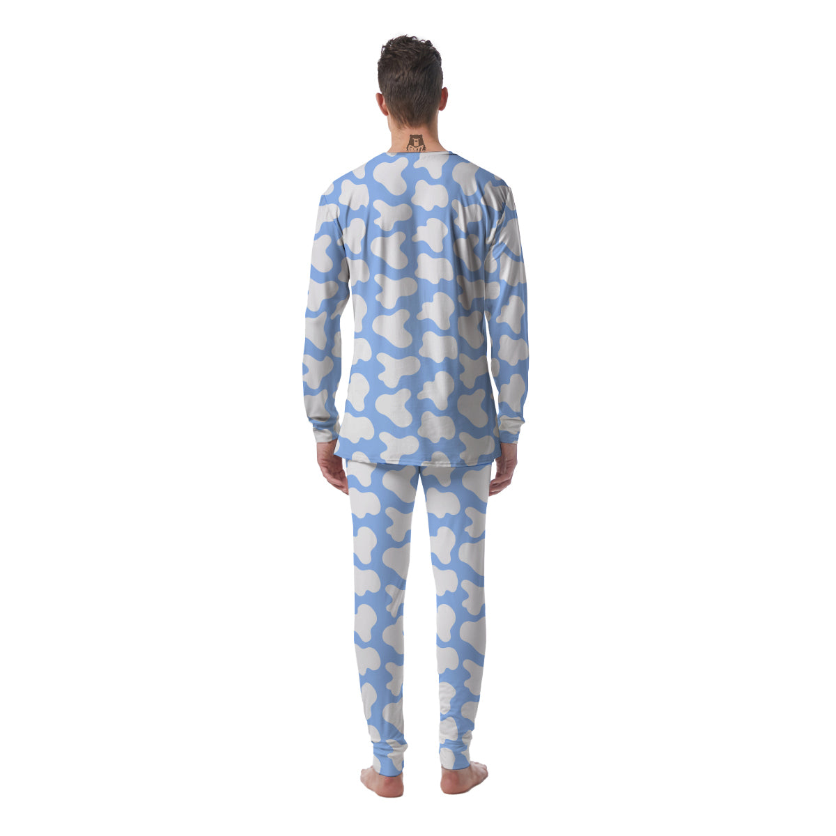 Cow Blue And White Print Pattern Men's Pajamas-grizzshop