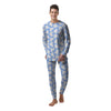 Cow Blue And White Print Pattern Men's Pajamas-grizzshop