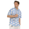 Cow Blue And White Print Pattern Men's Short Sleeve Shirts-grizzshop