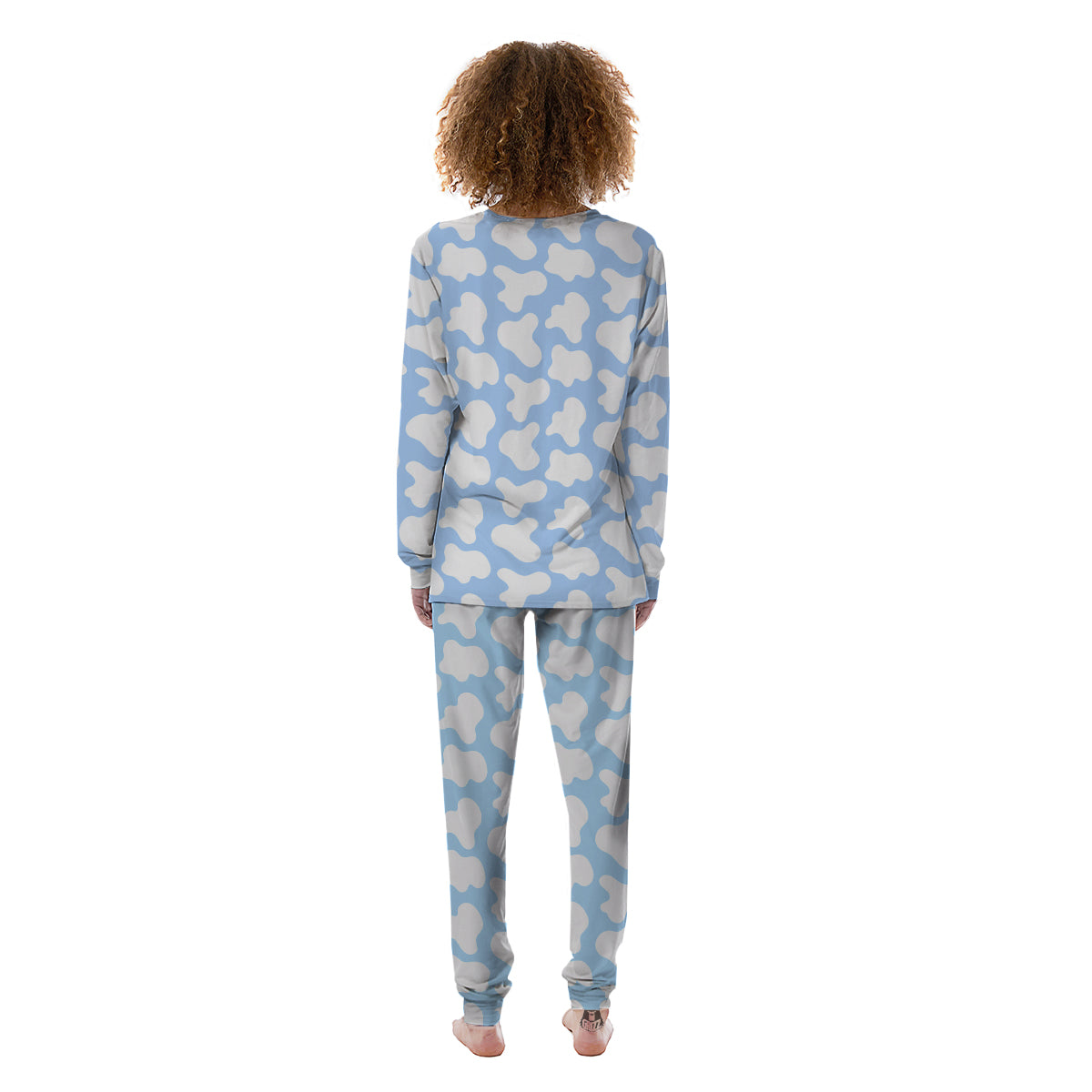 Cow Blue And White Print Pattern Women's Pajamas-grizzshop