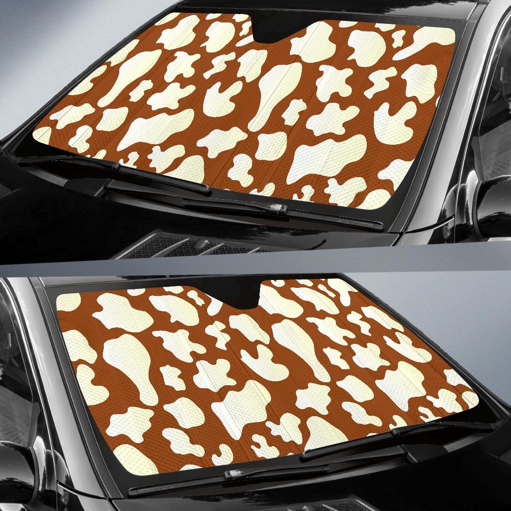 Cow Brown Pattern Print Car Sun Shade-grizzshop