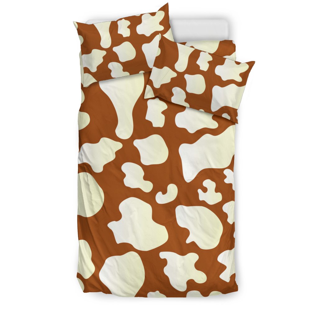 Cow Brown Pattern Print Duvet Cover Bedding Set-grizzshop