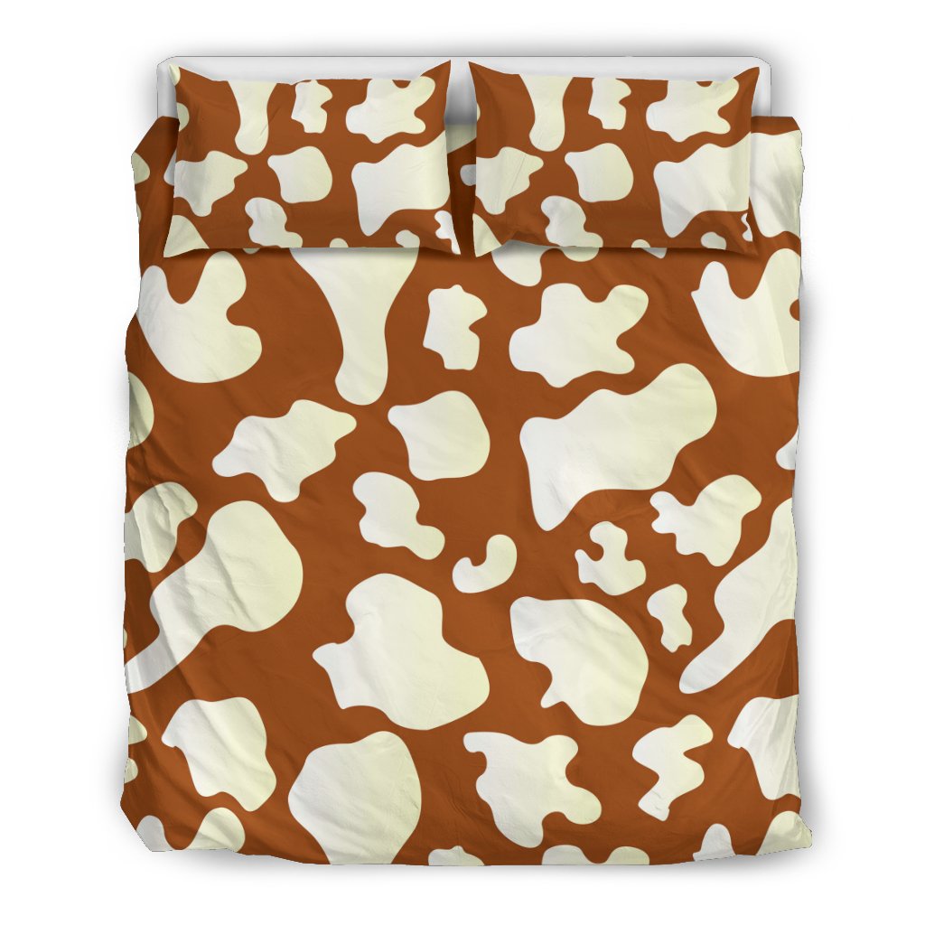 Cow Brown Pattern Print Duvet Cover Bedding Set-grizzshop