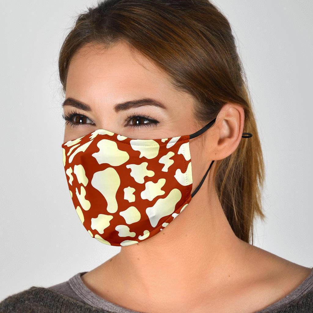 Cow Brown Pattern Print Face Mask-grizzshop