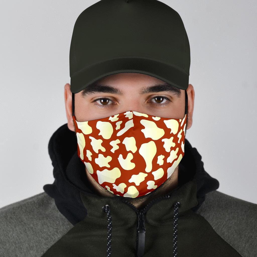 Cow Brown Pattern Print Face Mask-grizzshop