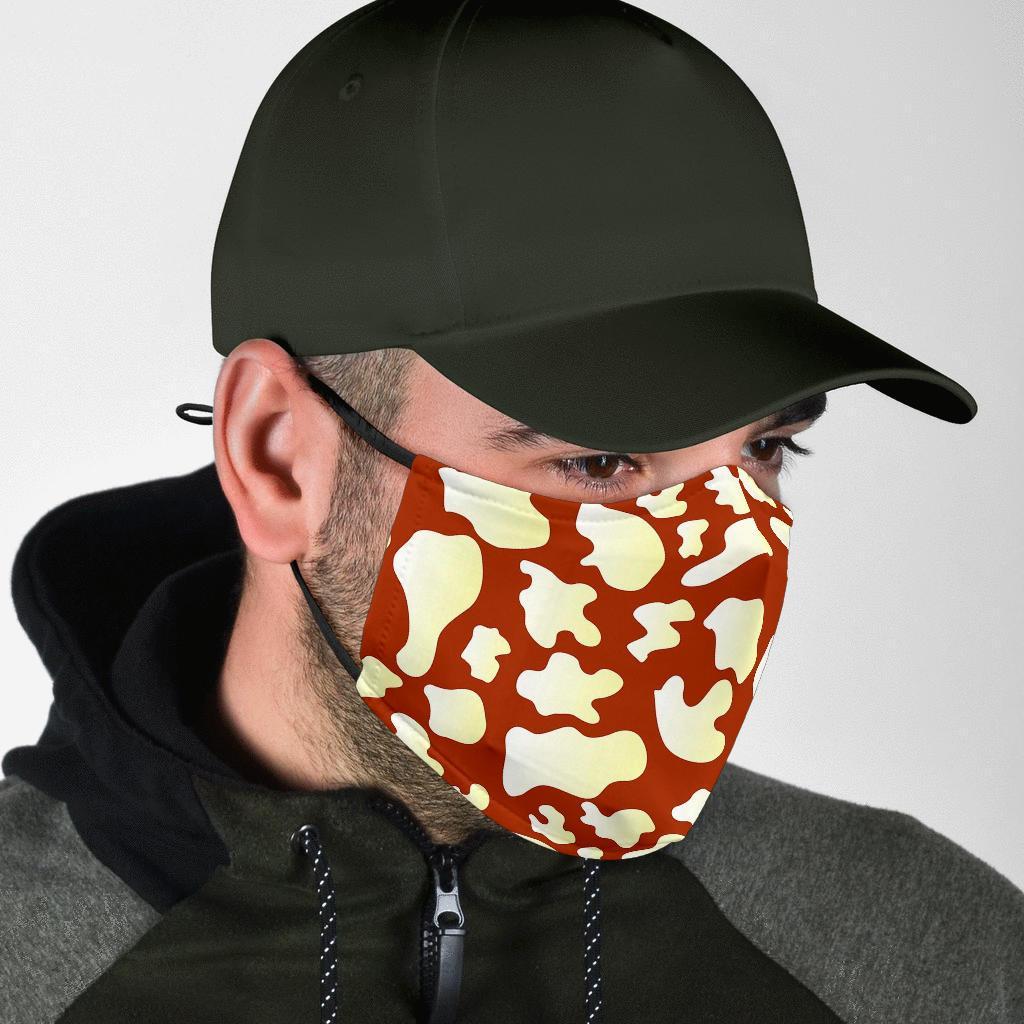 Cow Brown Pattern Print Face Mask-grizzshop