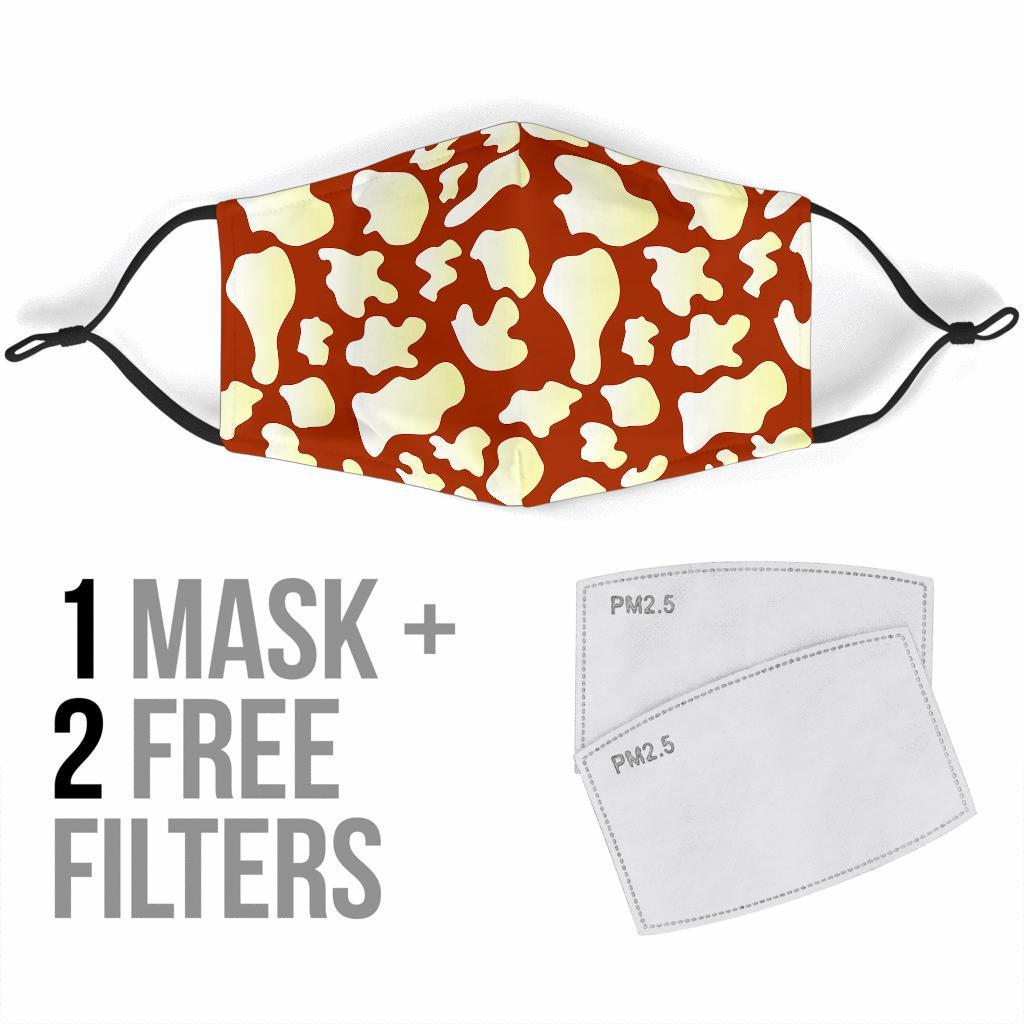 Cow Brown Pattern Print Face Mask-grizzshop