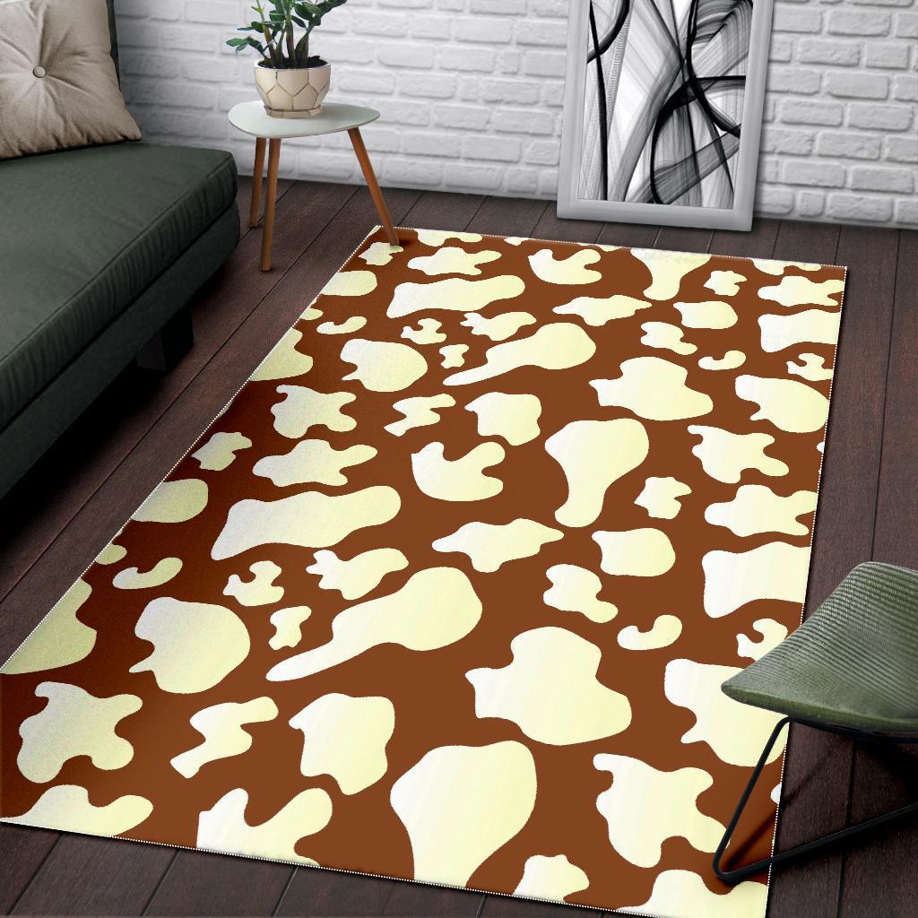 Cow Brown Pattern Print Floor Mat-grizzshop