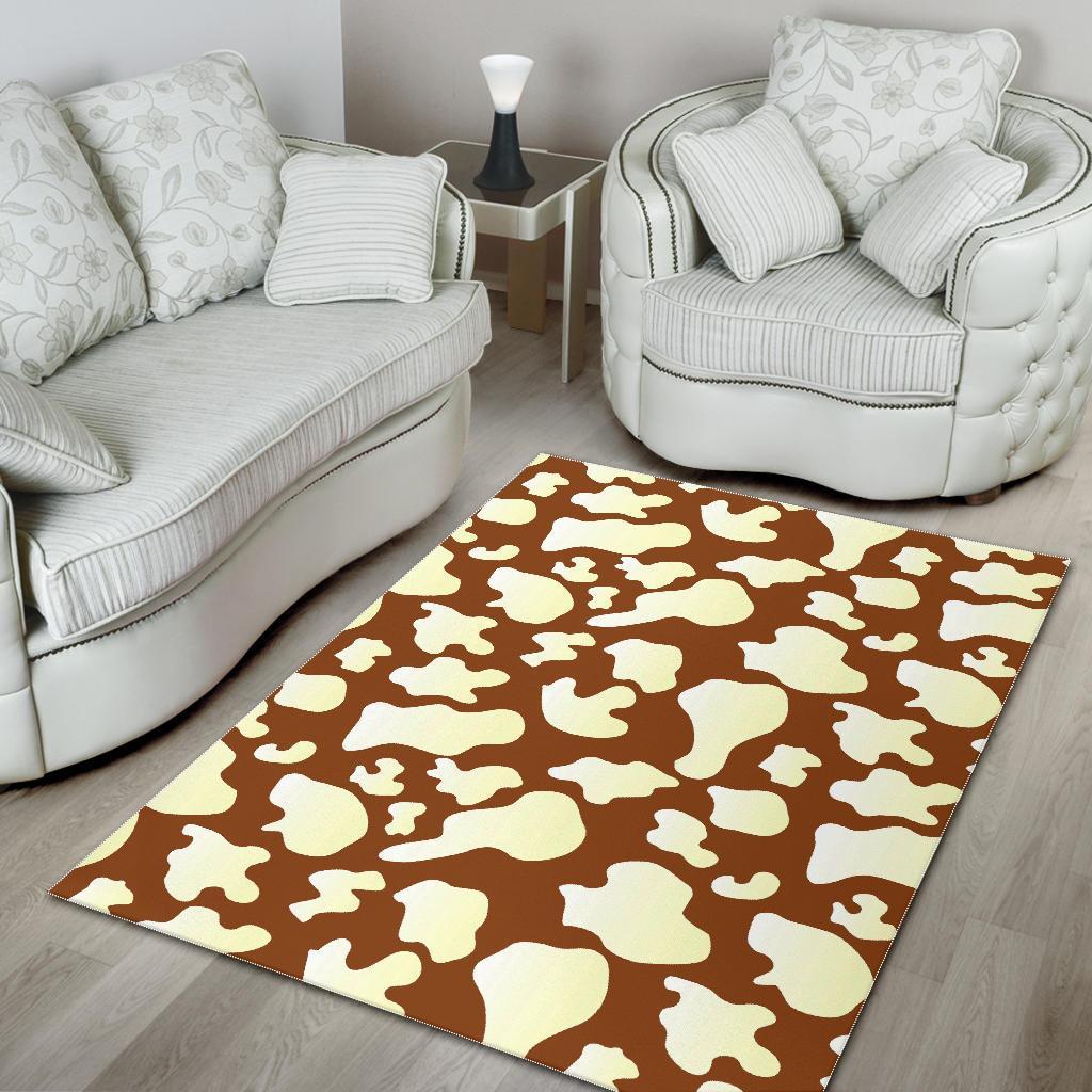 Cow Brown Pattern Print Floor Mat-grizzshop