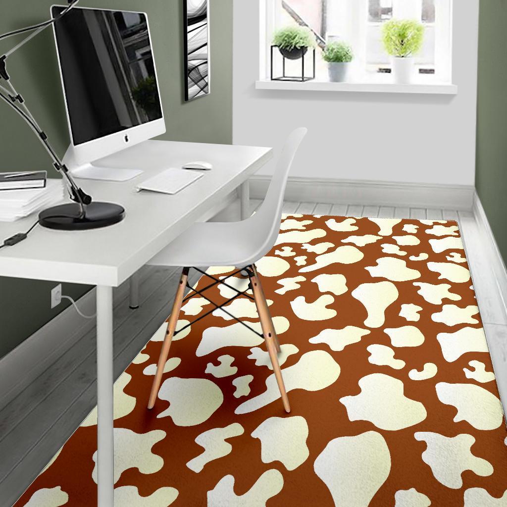 Cow Brown Pattern Print Floor Mat-grizzshop