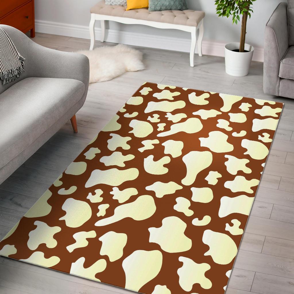 Cow Brown Pattern Print Floor Mat-grizzshop