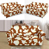 Cow Brown Pattern Print Loveseat Cover-grizzshop