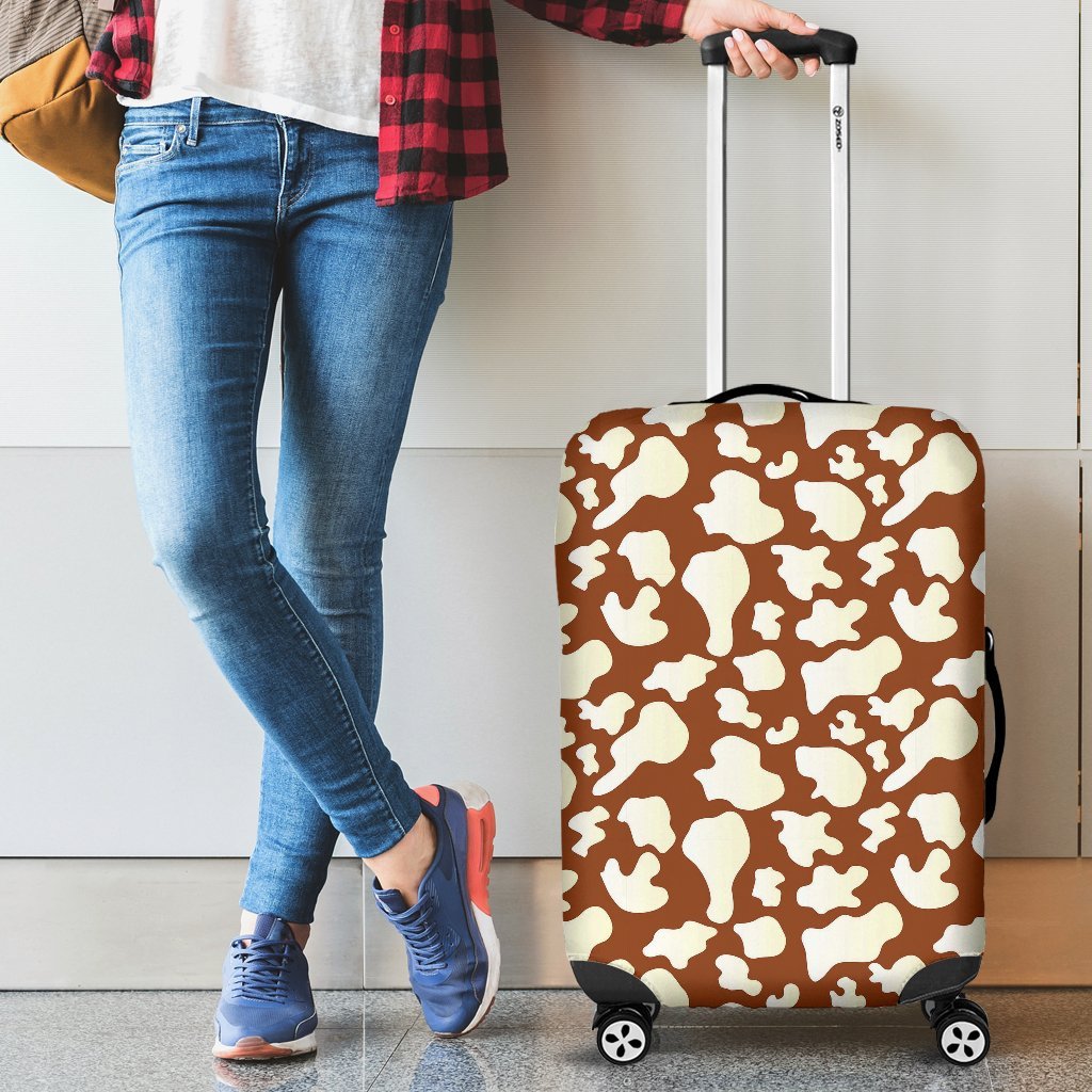 Cow Brown Pattern Print Luggage Cover Protector-grizzshop