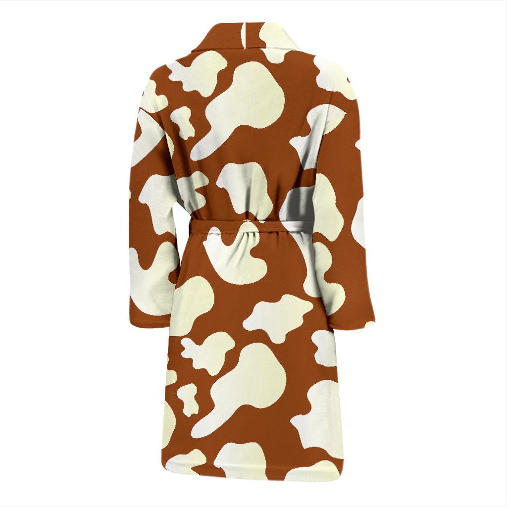 Cow Brown Pattern Print Men Long Robe-grizzshop