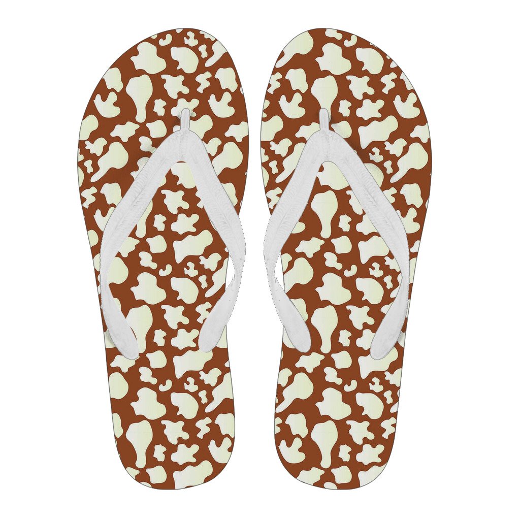 Cow Brown Pattern Print Men & Women Flip Flops-grizzshop