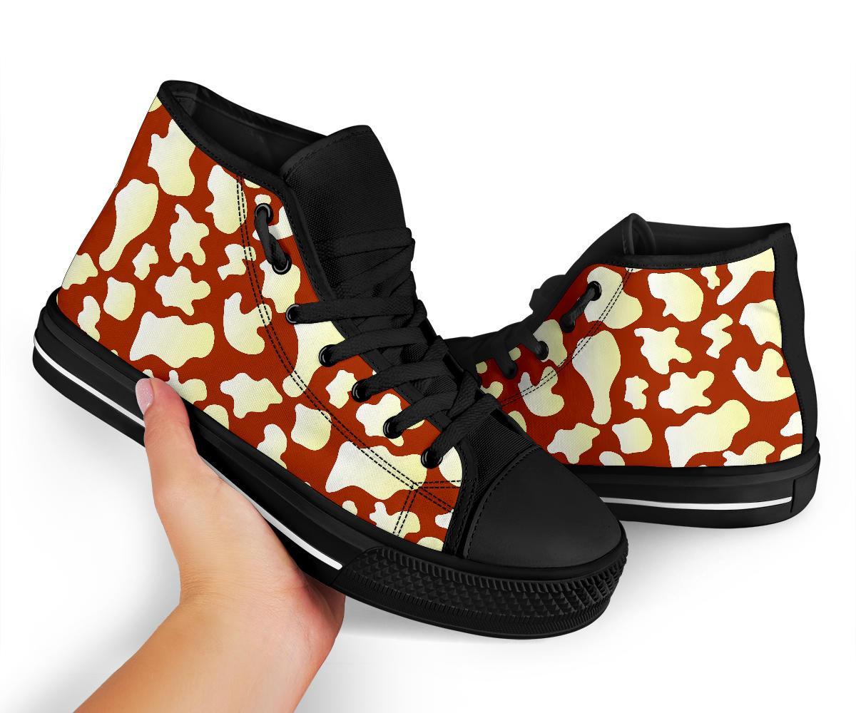 Cow Brown Pattern Print Men Women's High Top Shoes-grizzshop