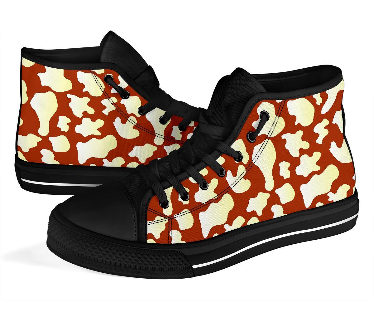 Cow Brown Pattern Print Men Women's High Top Shoes-grizzshop