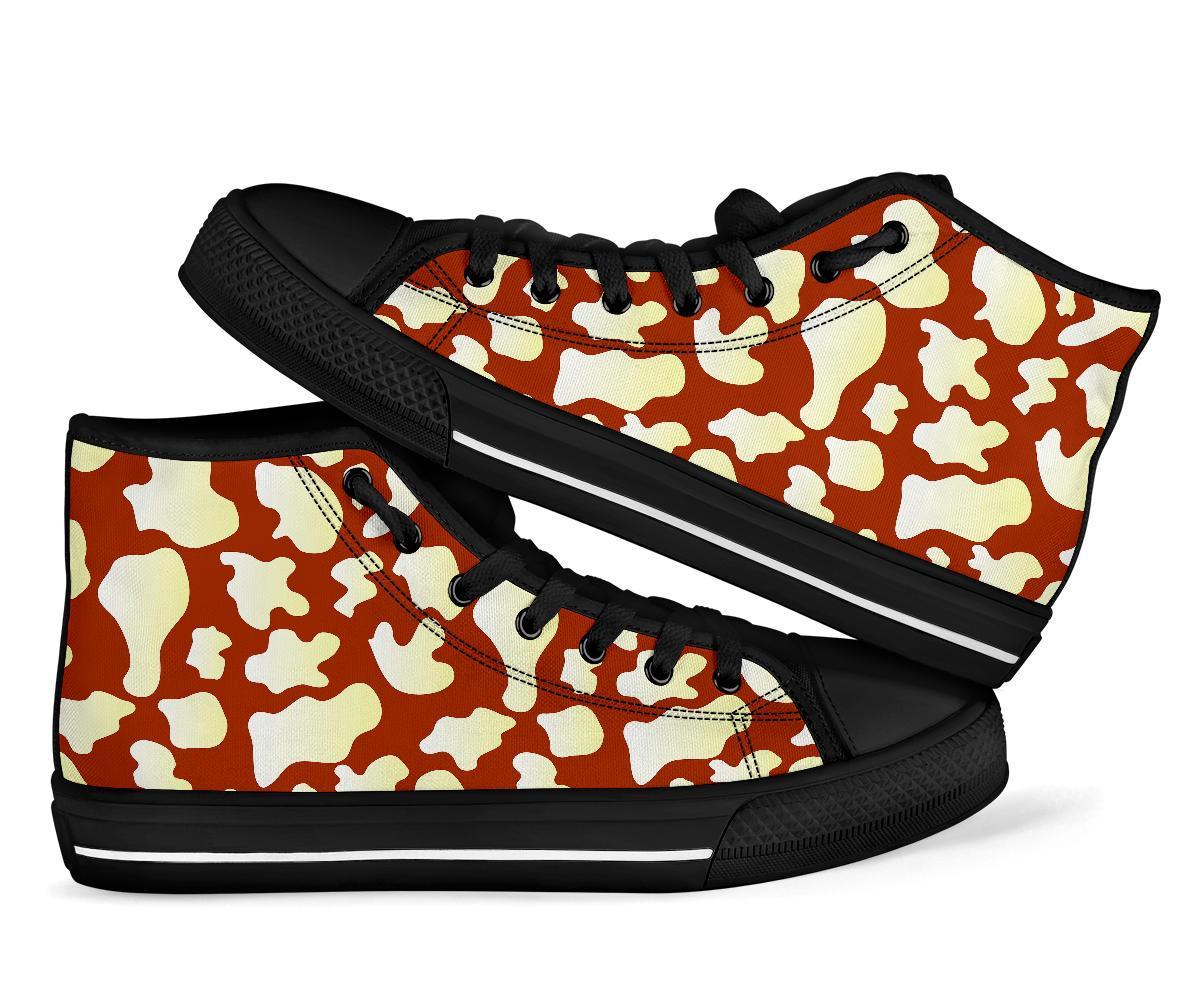 Cow Brown Pattern Print Men Women's High Top Shoes-grizzshop