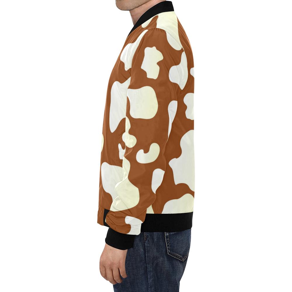 Cow Brown Pattern Print Men's Bomber Jacket-grizzshop