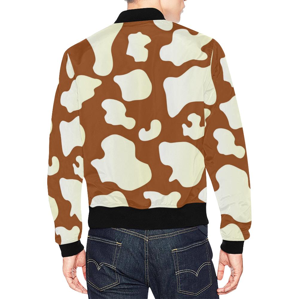 Cow Brown Pattern Print Men's Bomber Jacket-grizzshop