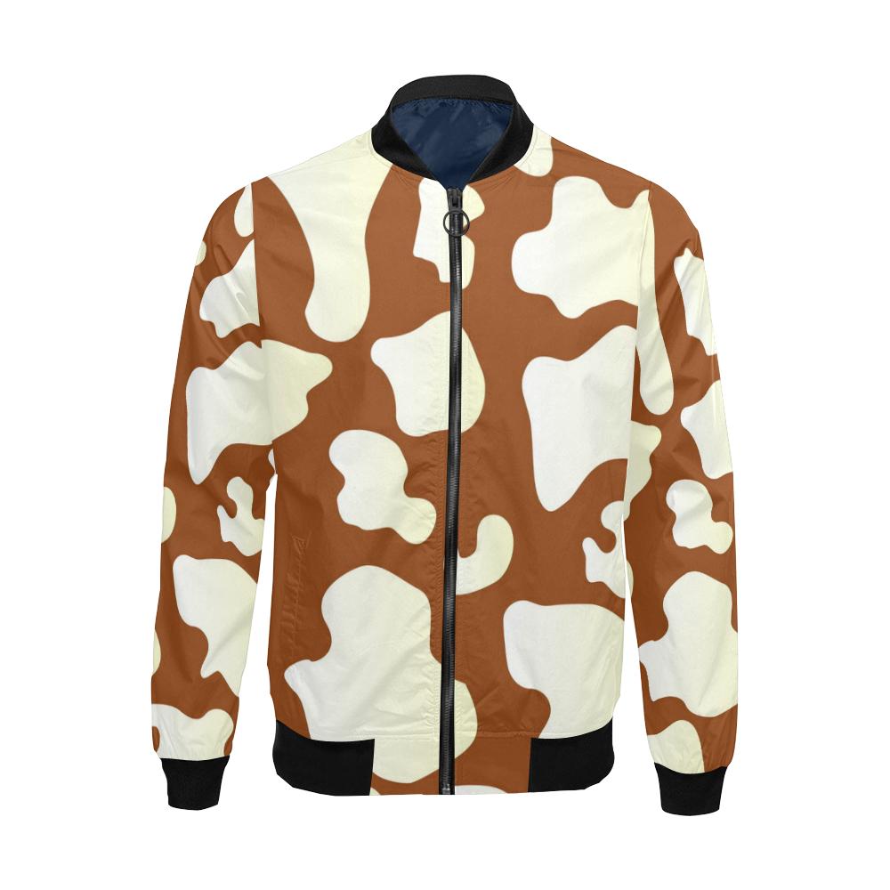 Cow Brown Pattern Print Men's Bomber Jacket-grizzshop