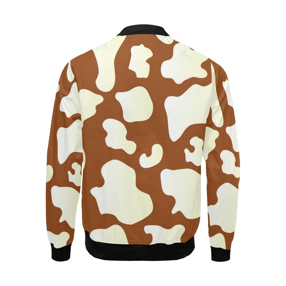 Cow Brown Pattern Print Men's Bomber Jacket-grizzshop