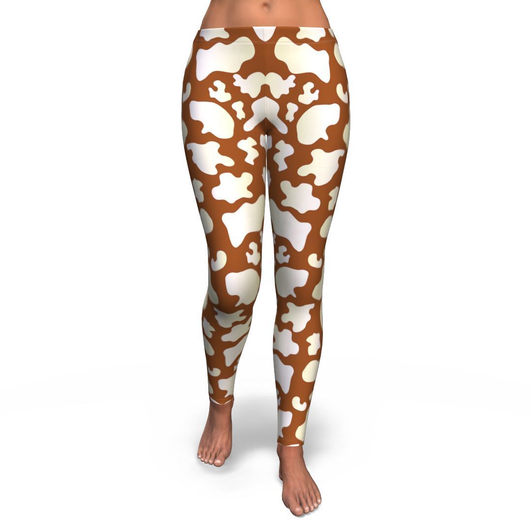 Cow Brown Pattern Print Pattern Women Leggings-grizzshop