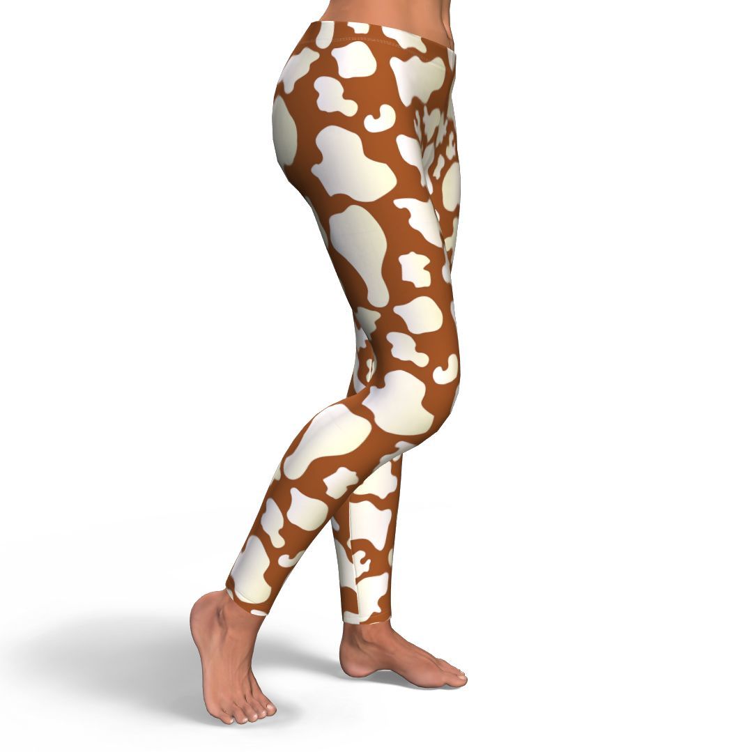 Cow Brown Pattern Print Pattern Women Leggings-grizzshop