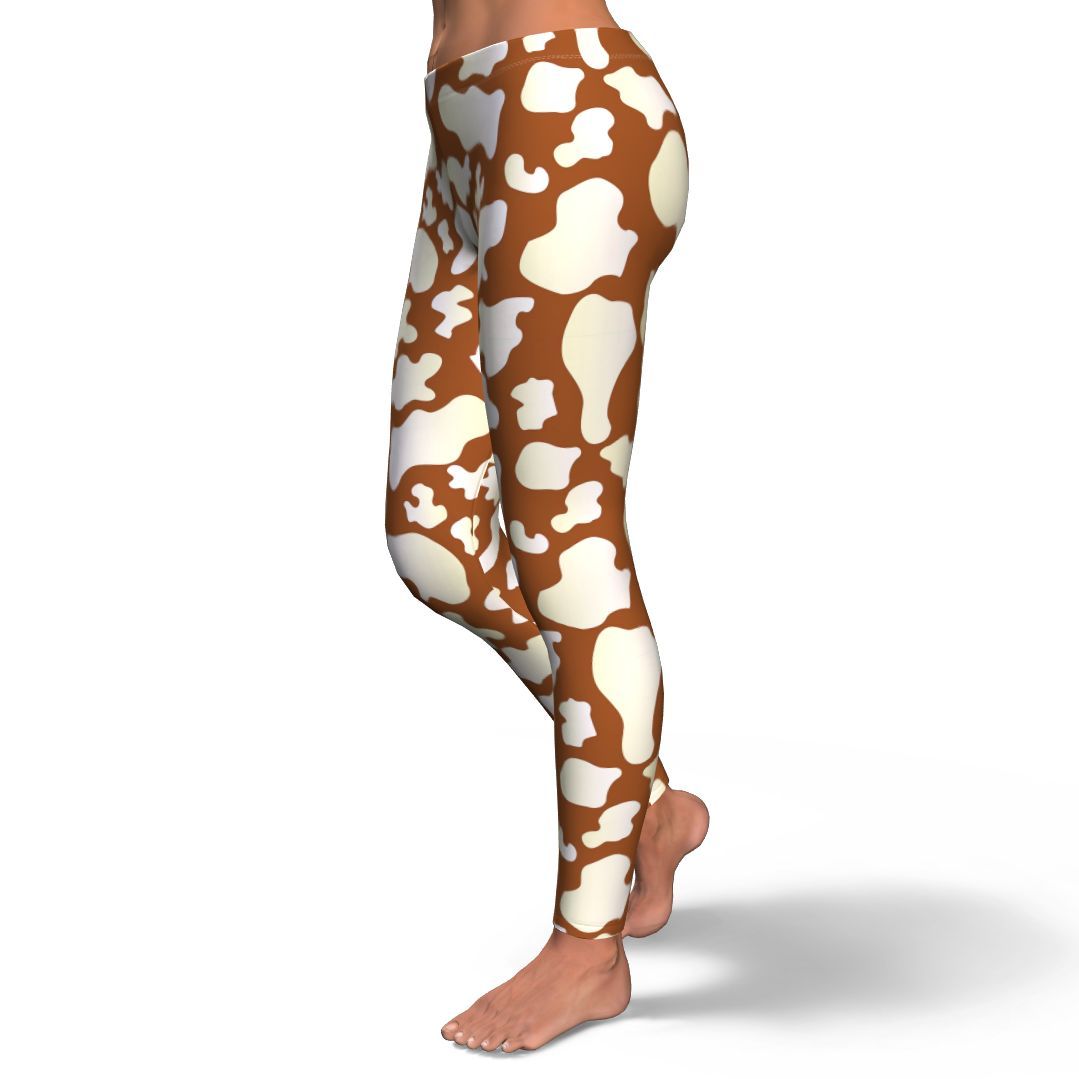 Cow Brown Pattern Print Pattern Women Leggings-grizzshop