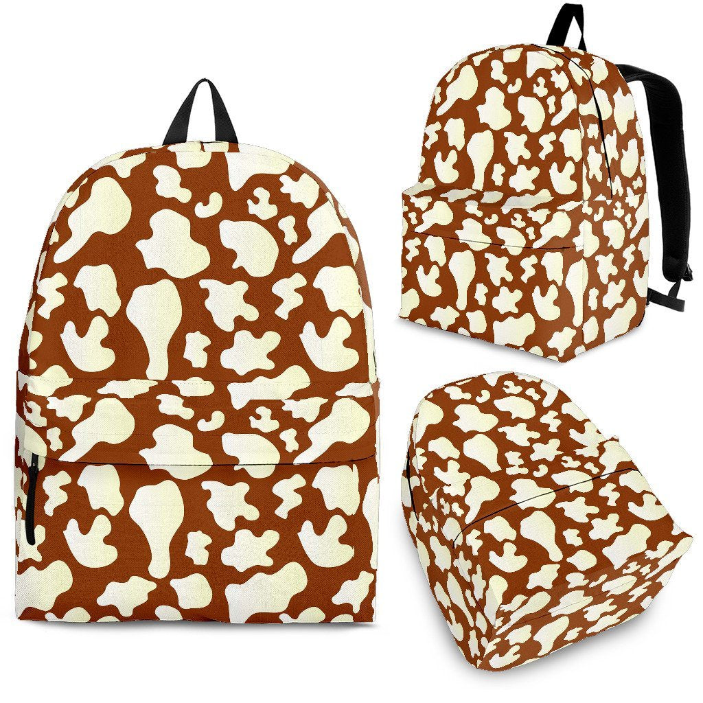Cow Brown Pattern Print Premium Backpack-grizzshop