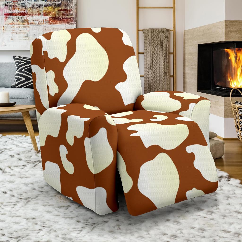 Cow Brown Pattern Print Recliner Cover-grizzshop