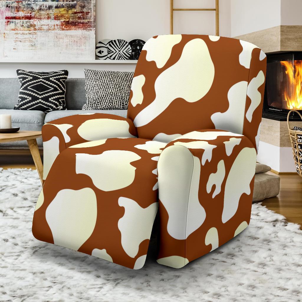 Cow Brown Pattern Print Recliner Cover-grizzshop