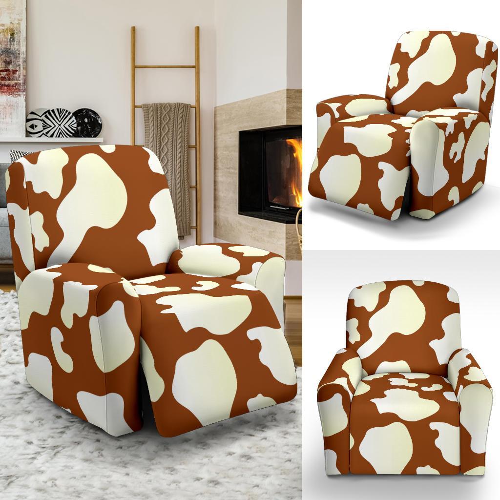 Cow Brown Pattern Print Recliner Cover-grizzshop