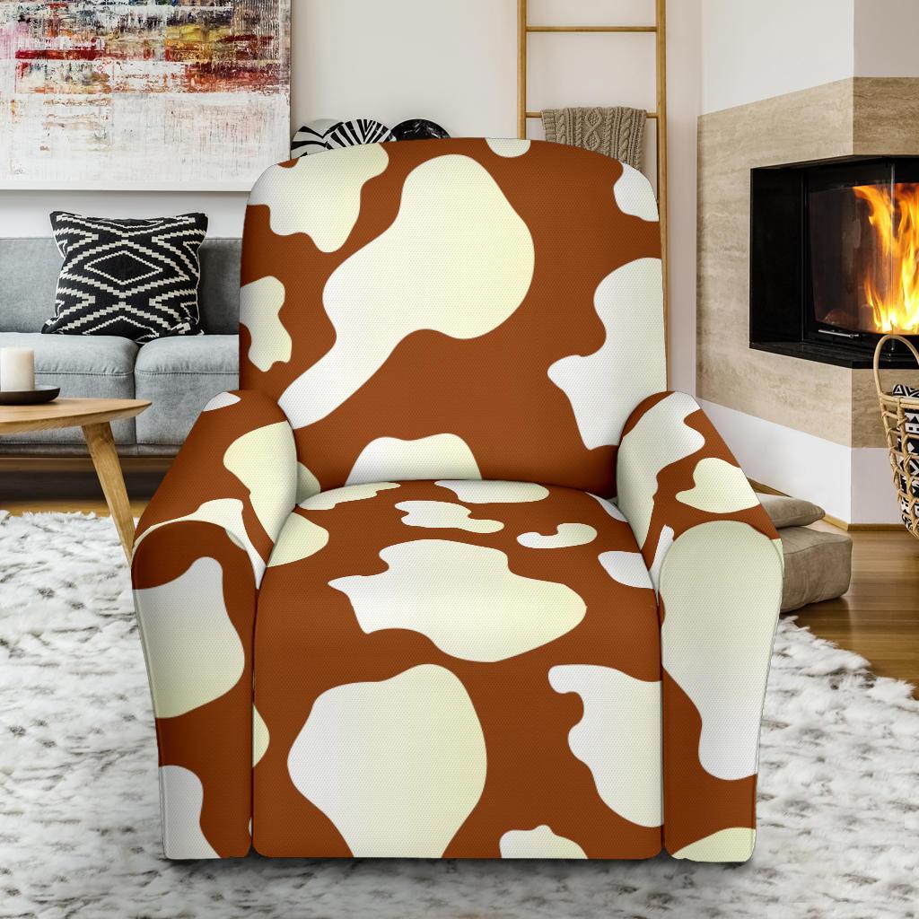 Cow Brown Pattern Print Recliner Cover-grizzshop