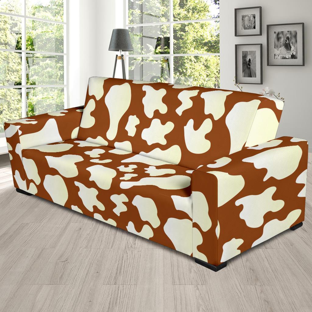 Cow Brown Pattern Print Sofa Covers-grizzshop