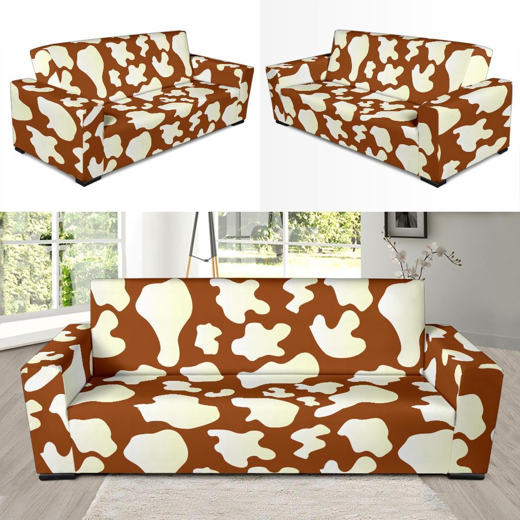 Cow Brown Pattern Print Sofa Covers-grizzshop