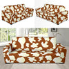 Cow Brown Pattern Print Sofa Covers-grizzshop