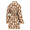 Cow Brown Pattern Print Women Long Robe-grizzshop