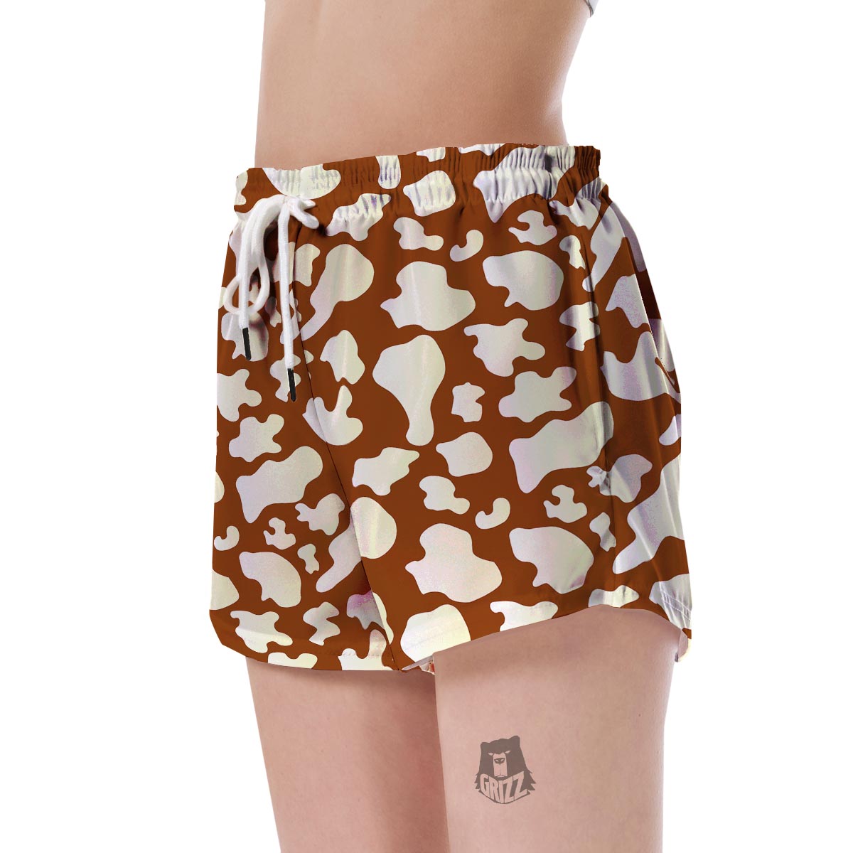 Cow Brown Pattern Print Women's Shorts-grizzshop