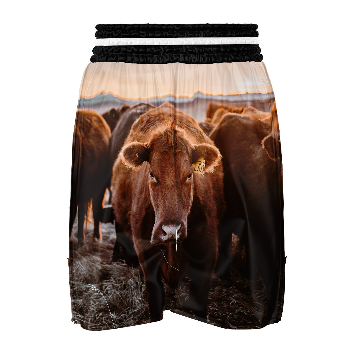 Cow Brown Print Boxing Shorts-grizzshop