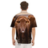 Cow Brown Print Men's Short Sleeve Shirts-grizzshop