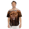 Cow Brown Print Men's Short Sleeve Shirts-grizzshop