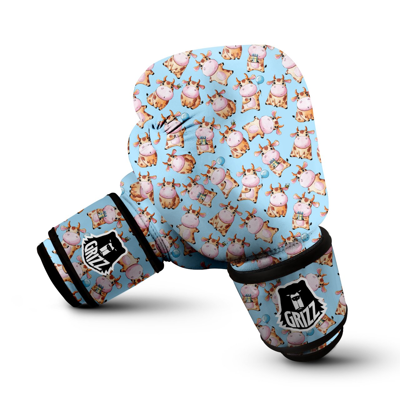 Cow Cartoon Watercolor Print Pattern Boxing Gloves-grizzshop
