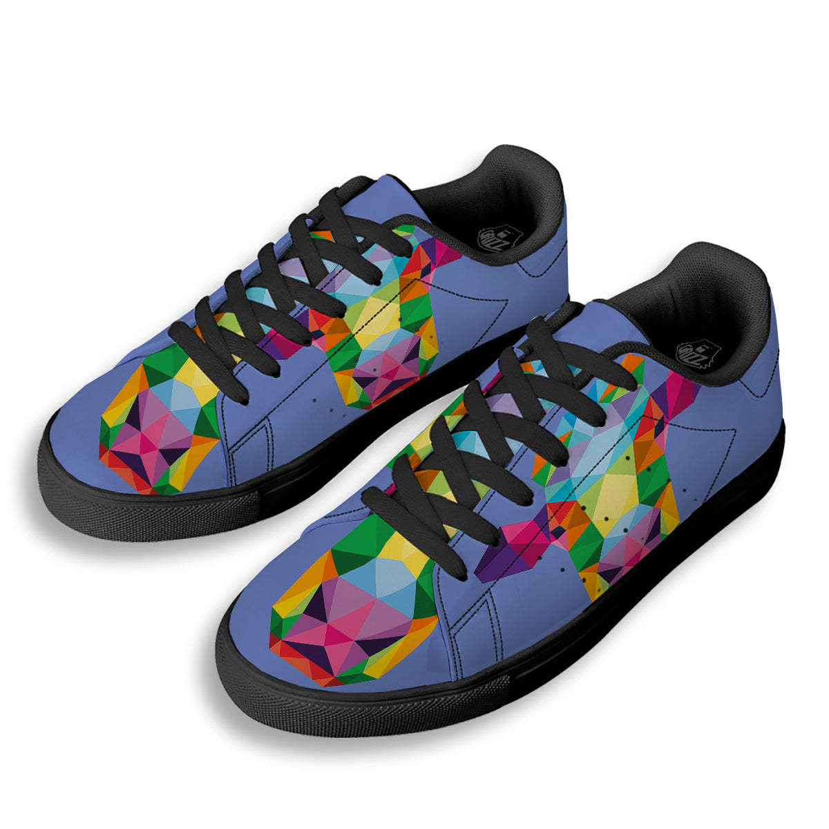 Cow Colorful Print Black Low Top Sneakers-grizzshop