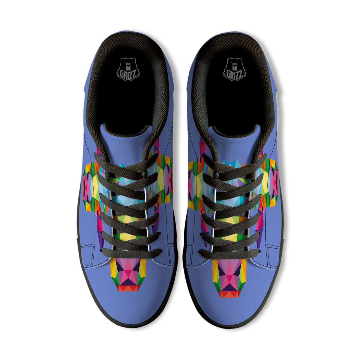 Cow Colorful Print Black Low Top Sneakers-grizzshop