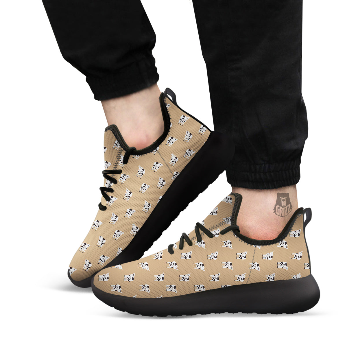 Cow Cute And Baby Cow Print Pattern Black Athletic Shoes-grizzshop