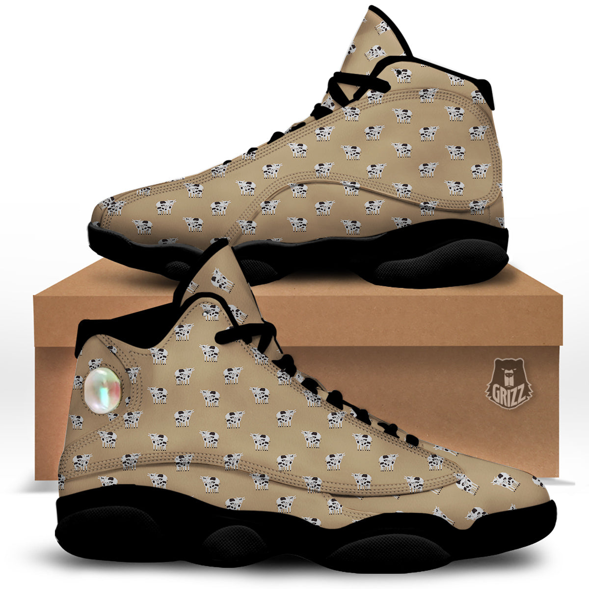 Cow Cute And Baby Cow Print Pattern Black Basketball Shoes-grizzshop