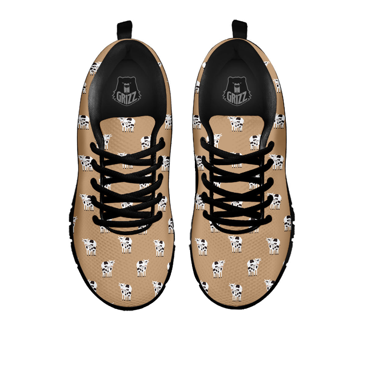 Cow Cute And Baby Cow Print Pattern Black Sneaker-grizzshop