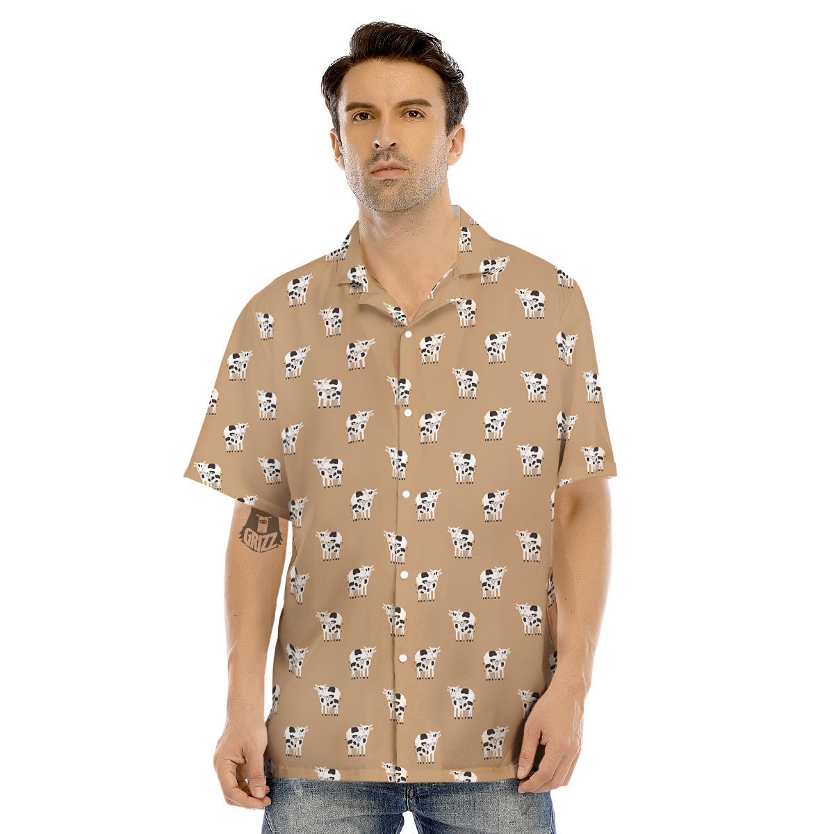 Cow Cute And Baby Cow Print Pattern Men's Hawaiian Shirt-grizzshop